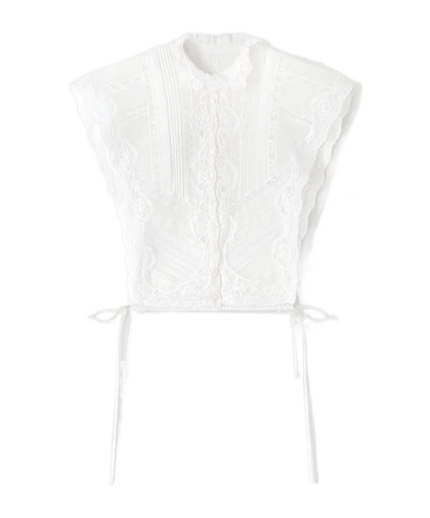 Ermanno Scervino Muslin Bib With Valencienne Lace In White