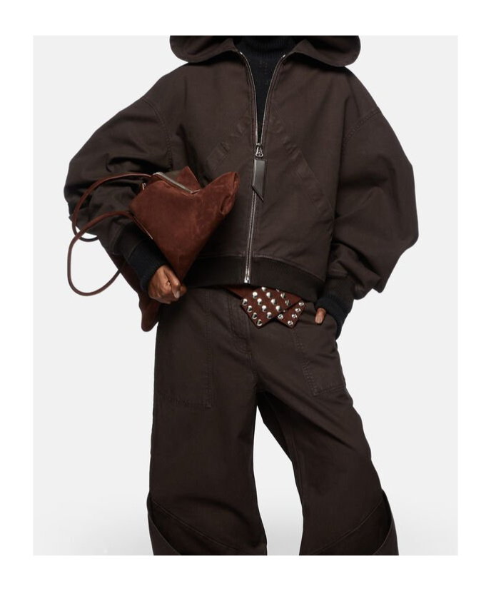 Attico Oversized Cotton Bomber Jacket With Hood In Black