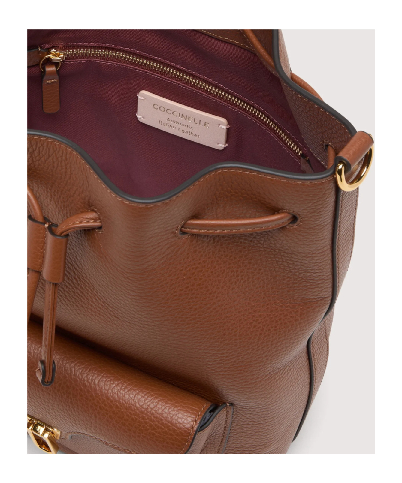 Coccinelle Medium Beat Generation Drawstring Bucket Bag In Brown
