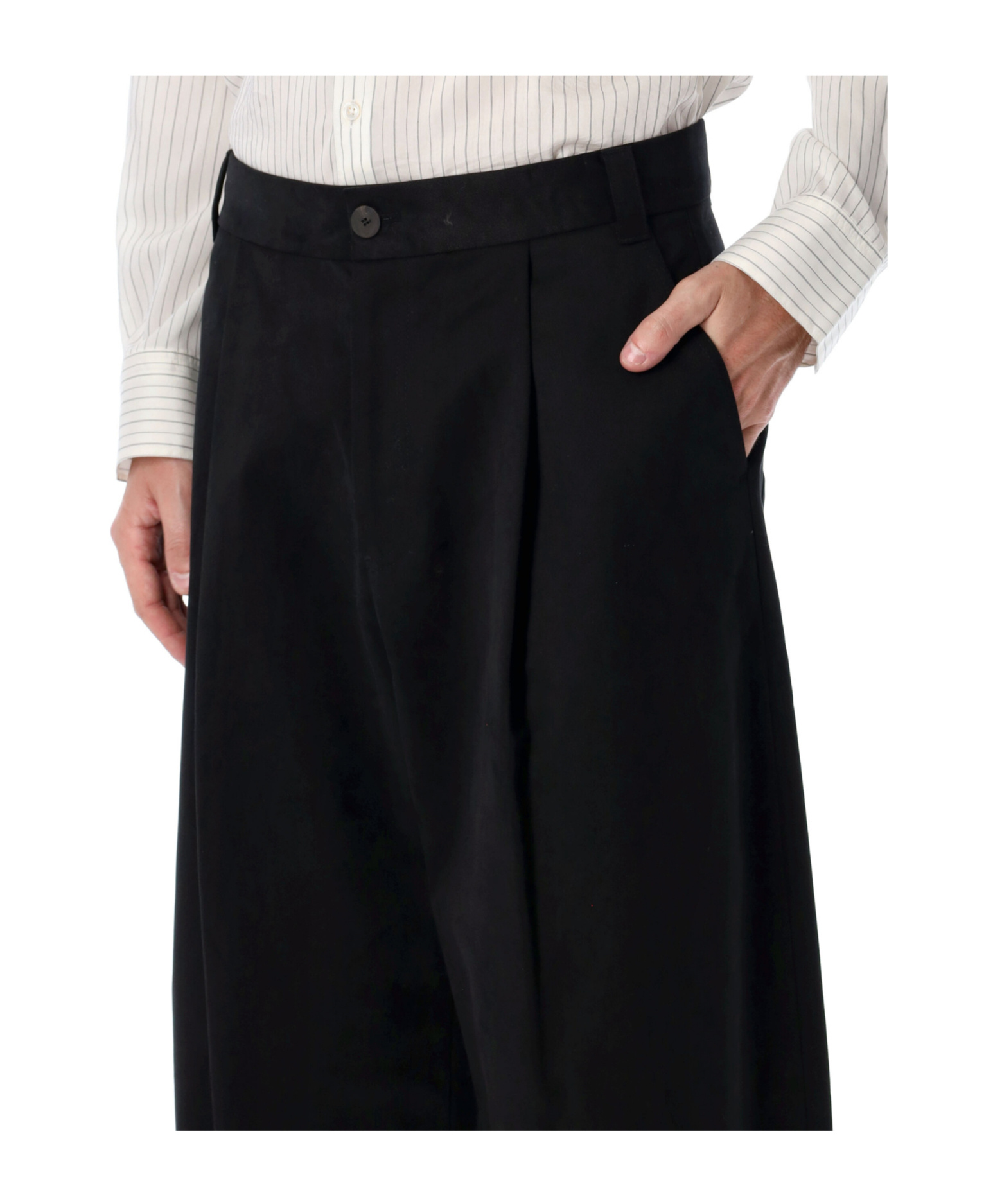 Studio Nicholson Wide-leg Peached Cotton Sorte Trousers In Black