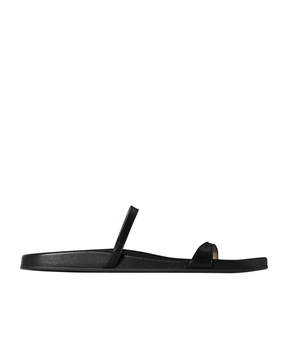 The Row Hugh Leather Slipper In Black