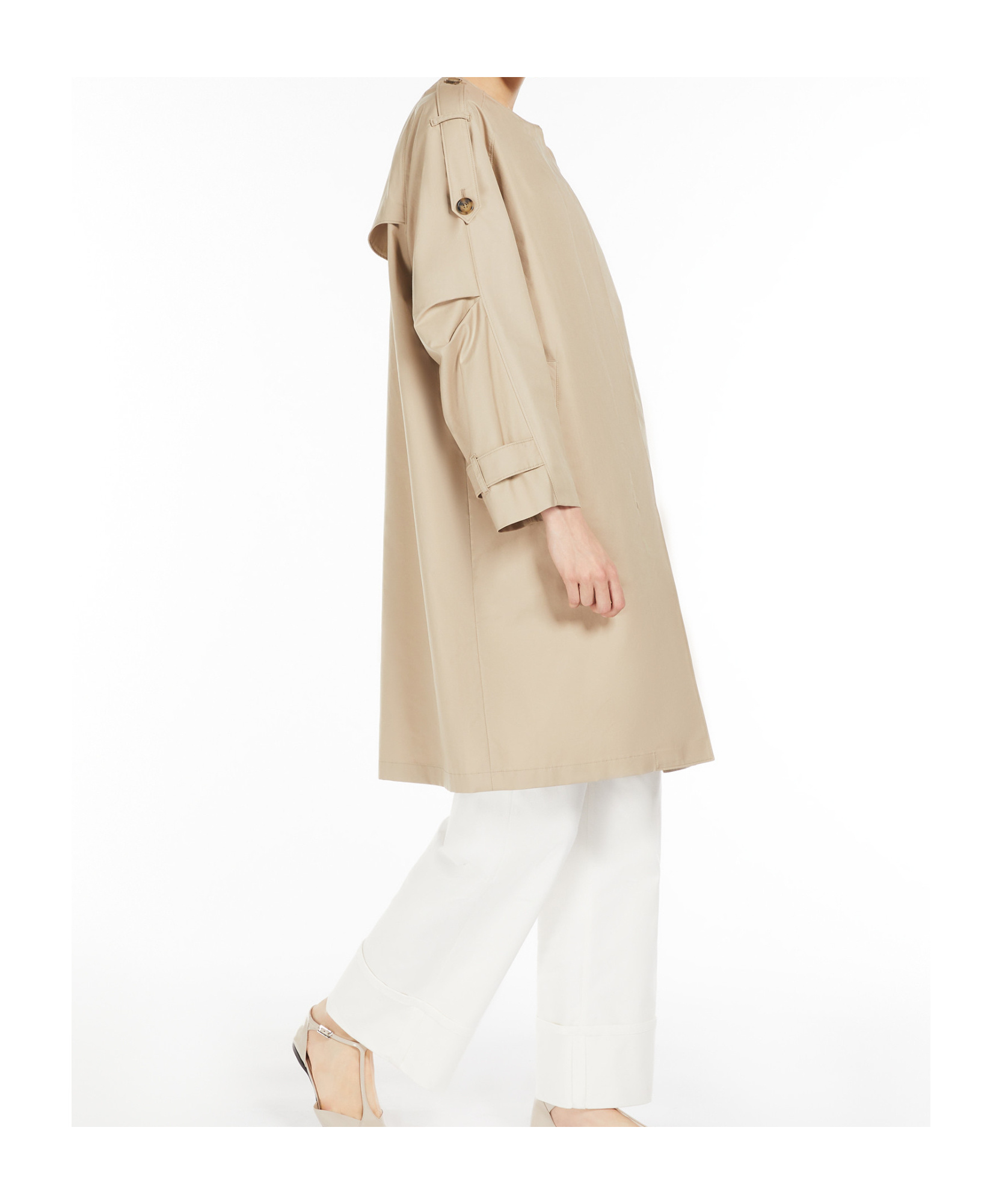 Shop Max Mara Water-repellent Cotton Midi Trench Coat In Nude