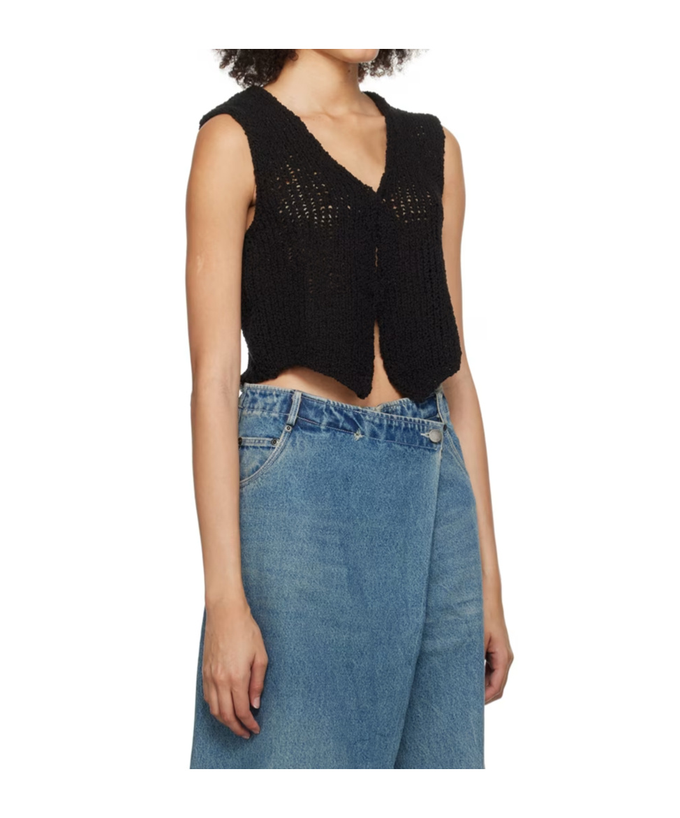 Open Yy Hook-and-eye Cardigan In Black
