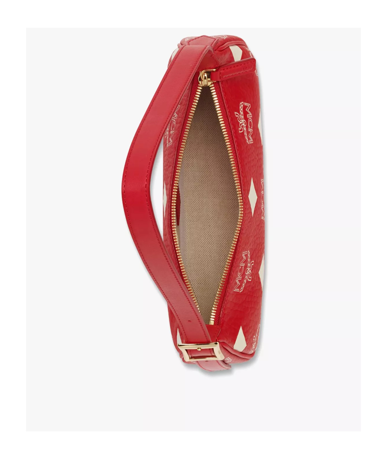 Mcm Aren Shoulder Bag In Maxi Visetos In Red