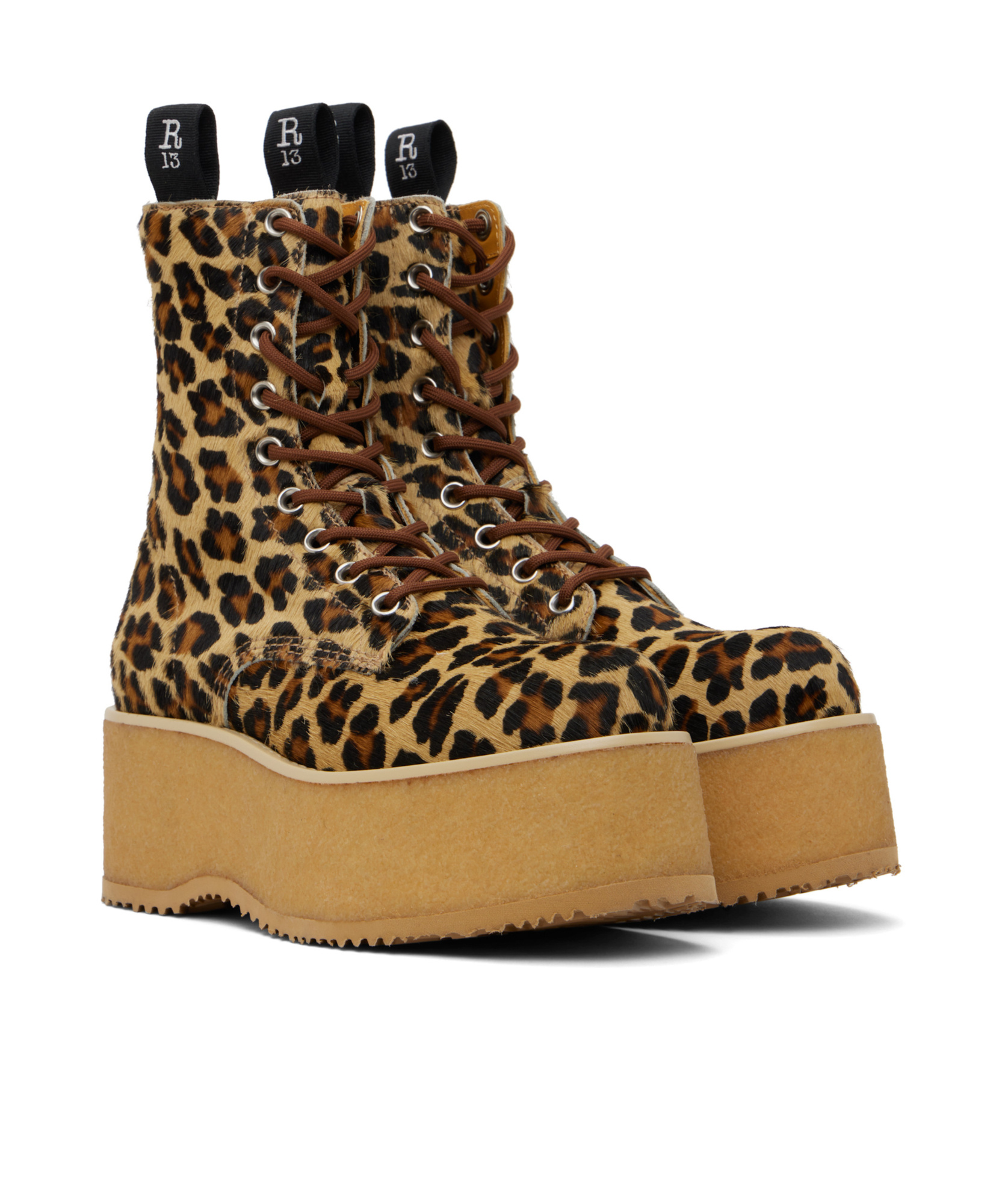 R13 Platform Ankle Boots In Brown