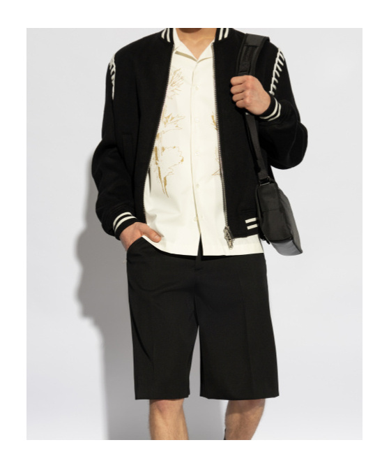 Alexander Mcqueen Embroidered Wool Bomber Jacket In Black