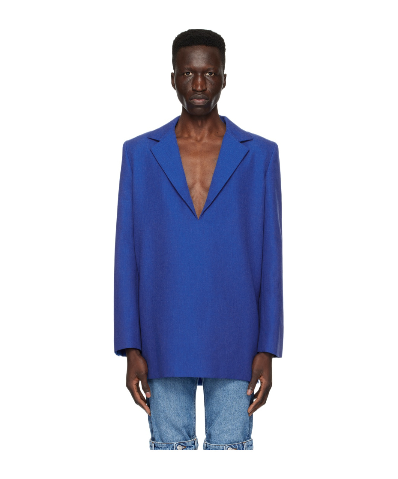 Coperni Deep V Long-sleeved Suit Coat In Blue