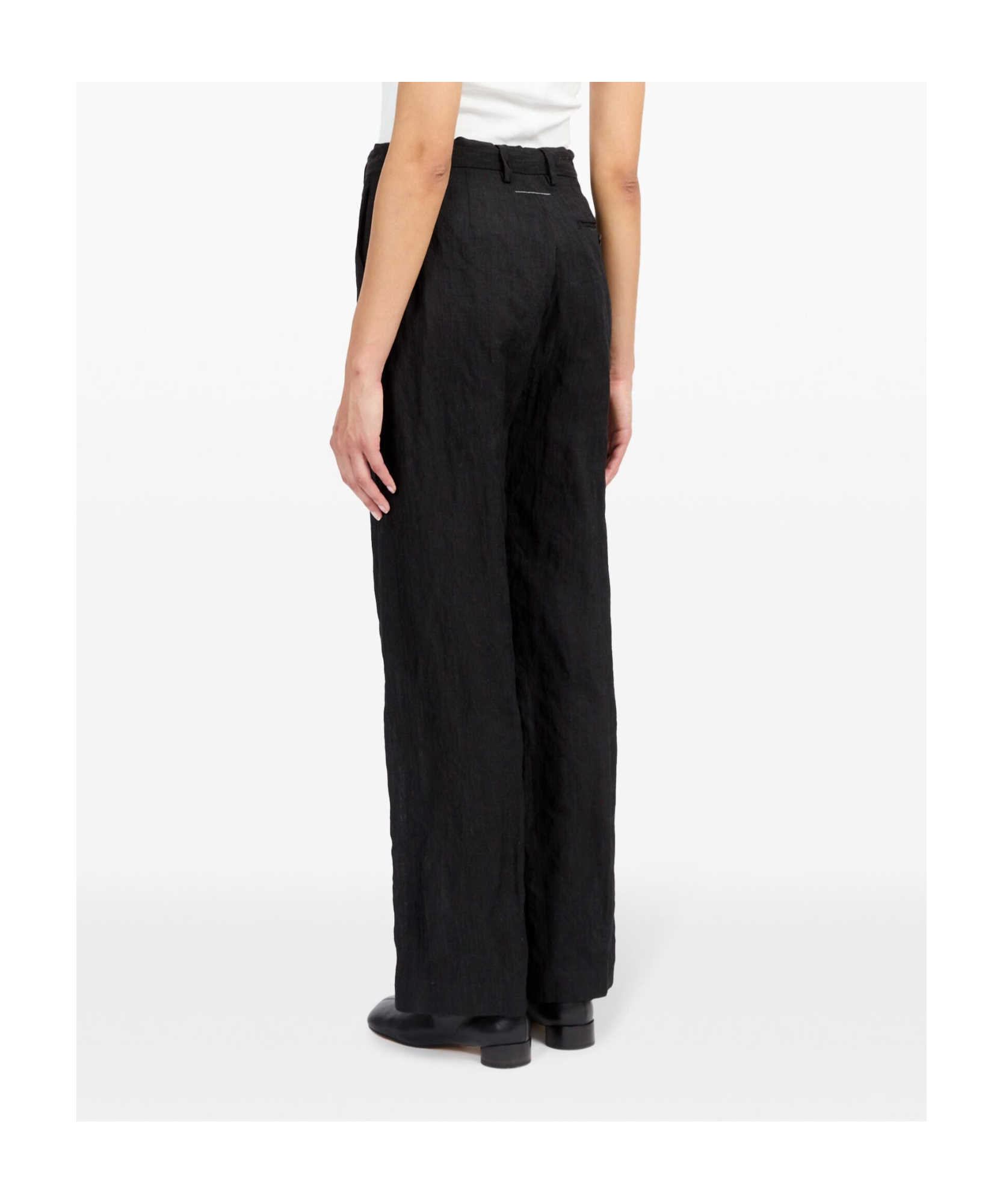 Shop Mm6 Maison Margiela Single-stitch Logo Flared Trousers In Black