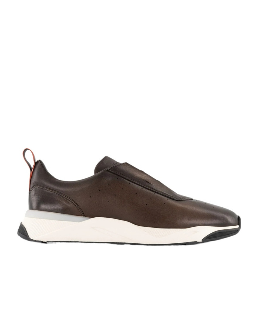 Santoni Perforated Low-top Sneakers In Brown
