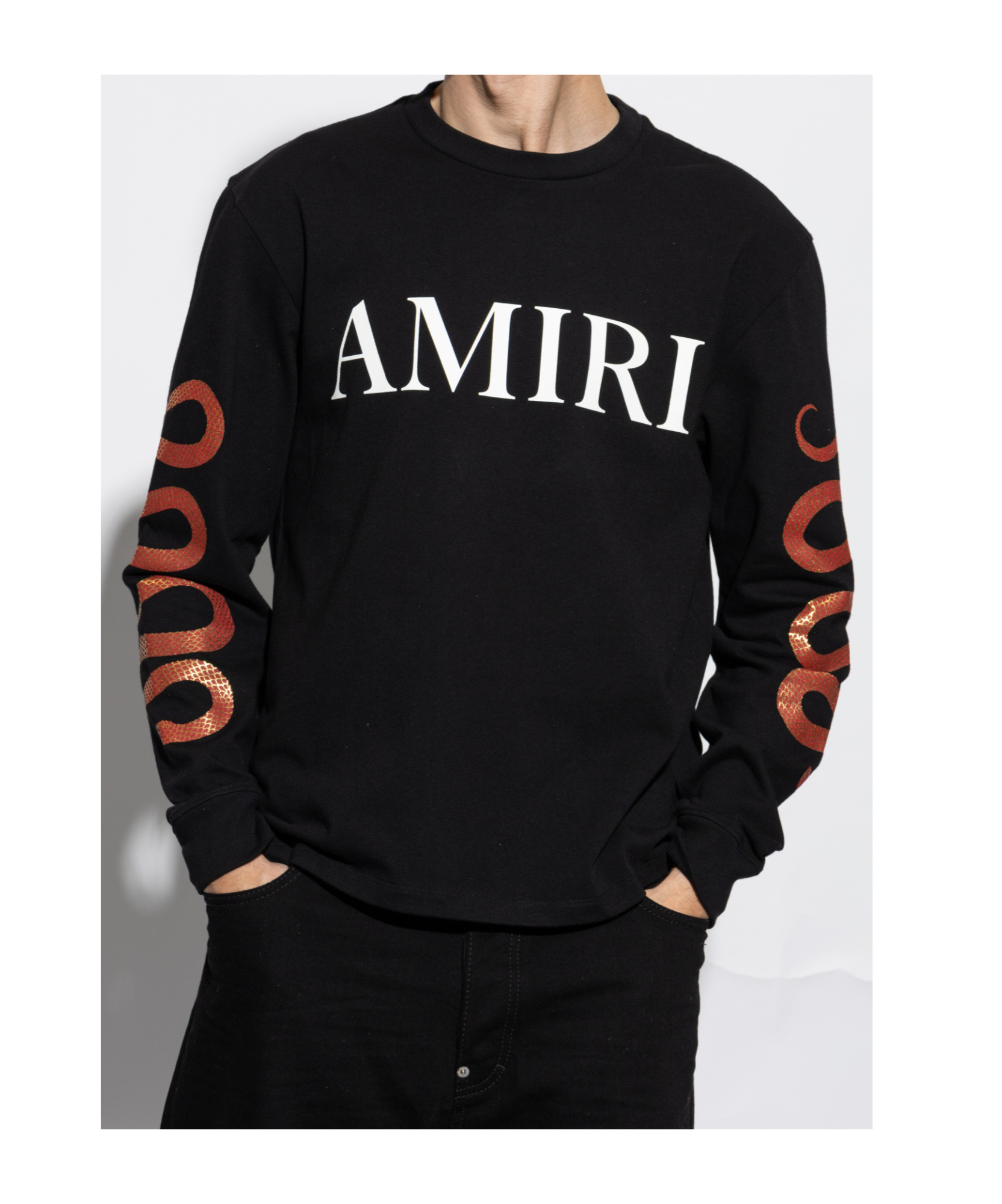 Shop Amiri Logo-print Long-sleeve T-shirt In Black