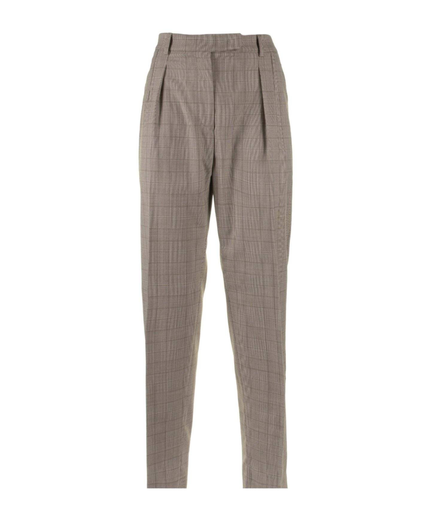 Max Mara Studio Checked Straight Leg Trousers In Gray