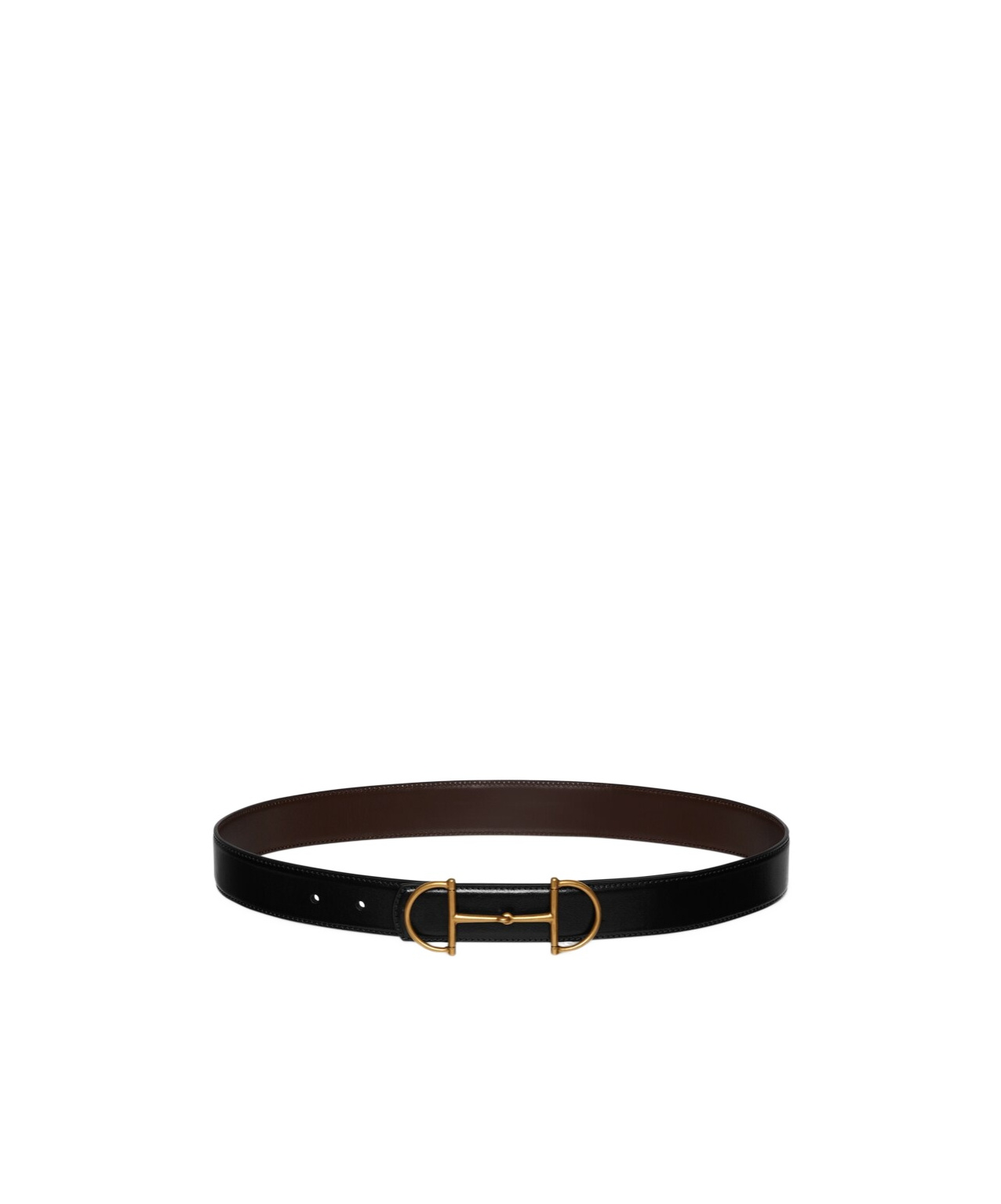 Gucci Men Black Reversible Belt With Horsebit On The Front In Leather Man In Black