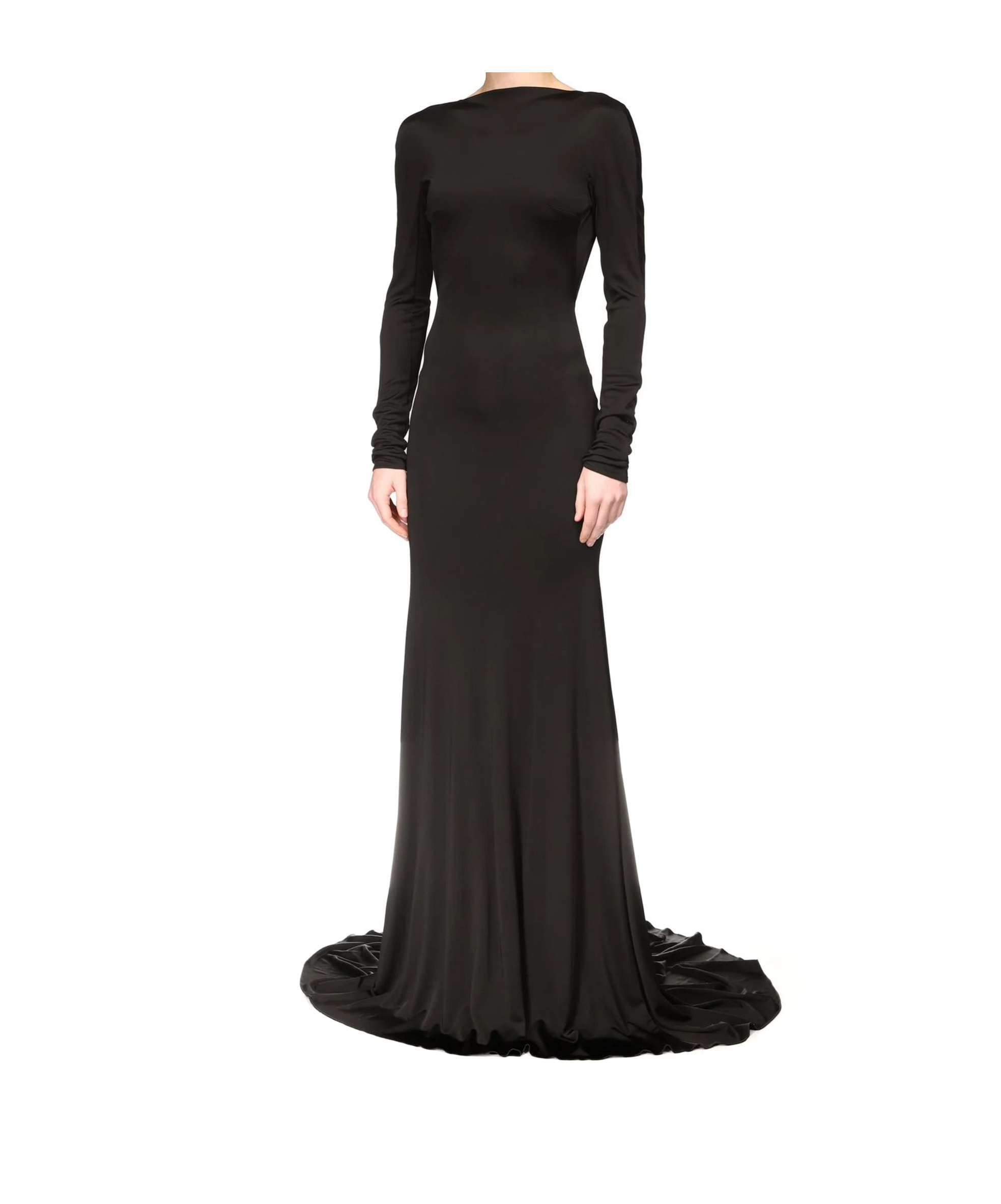 David Koma Gather Detail And Open Back Gown, In Black