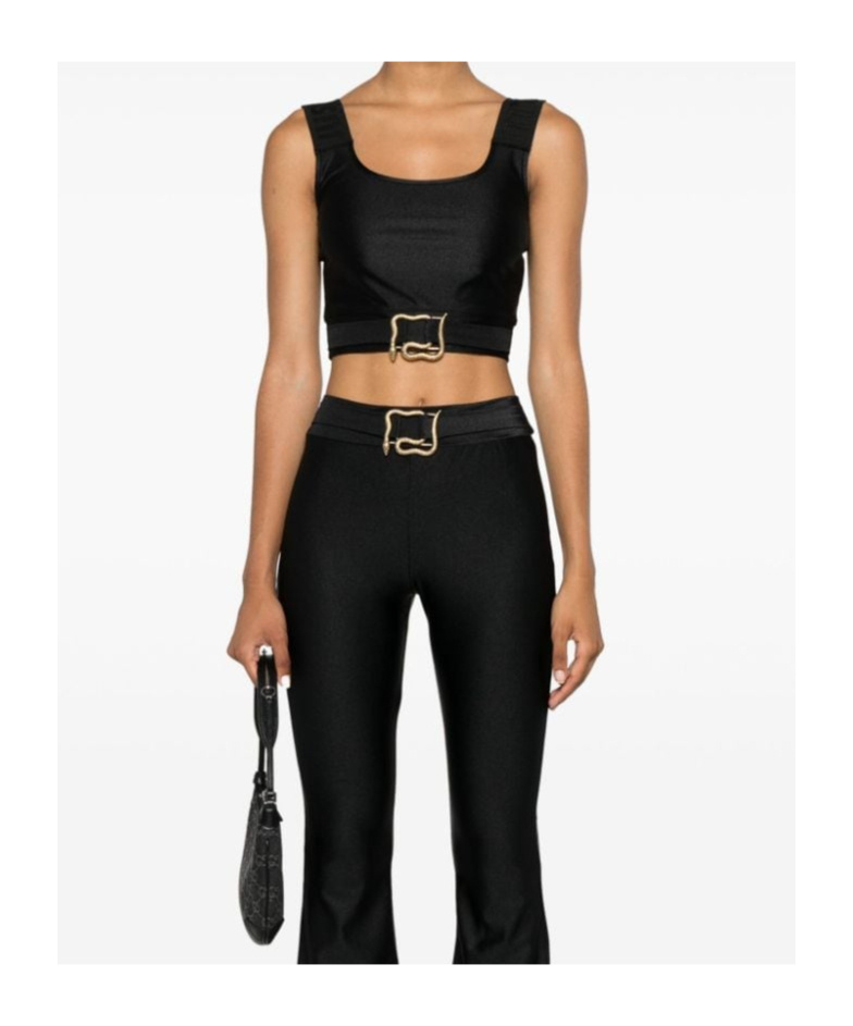 JUST CAVALLI LOGO-STRAPS CROP TOP