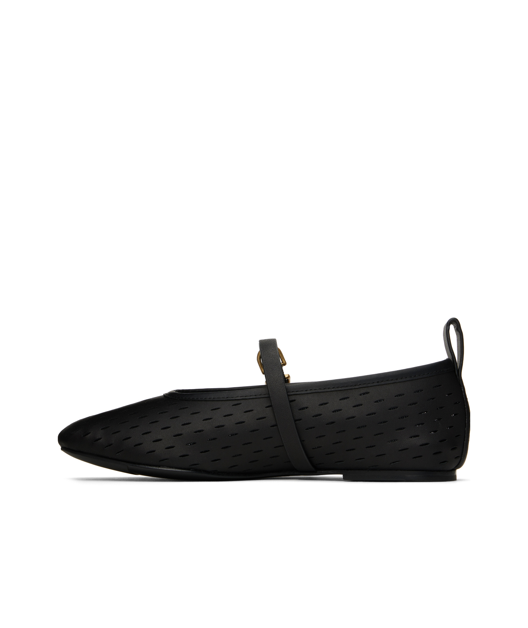 Rag & Bone Black Spire Perforated Leather Mary Jane Ballerina Flats In Black