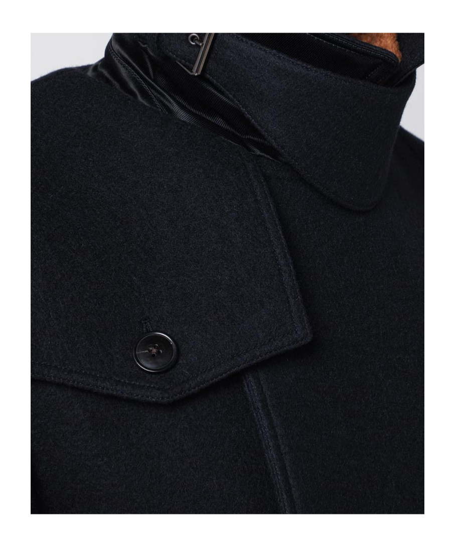 Dries Van Noten Belted Wool Coat High Collar In Black