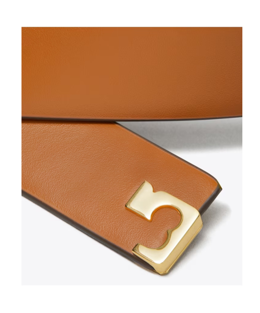 Tory Burch Leather Rectangle-buckle Belt In Brown