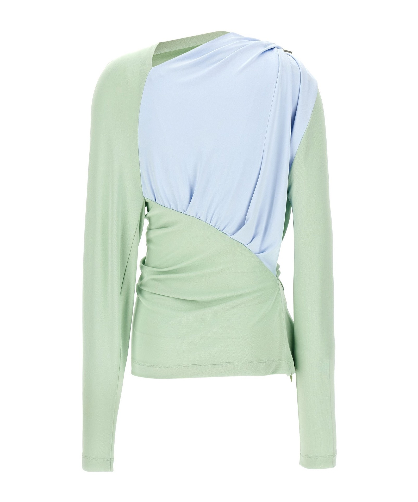 Victoria Beckham Draped Top With Asymmetric Detail And Long Sleeves In Green