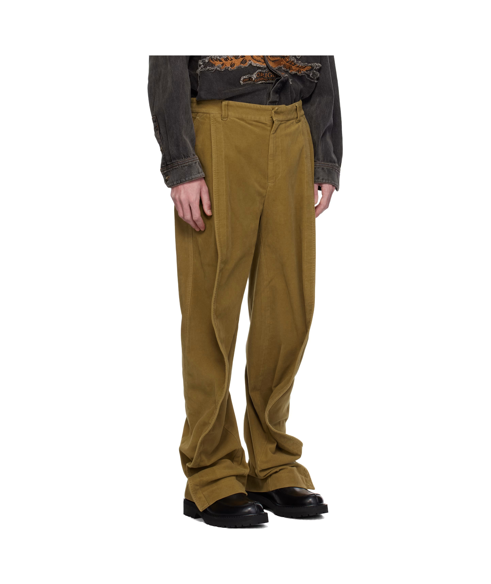Y/project Beige Banana Trousers In Brown