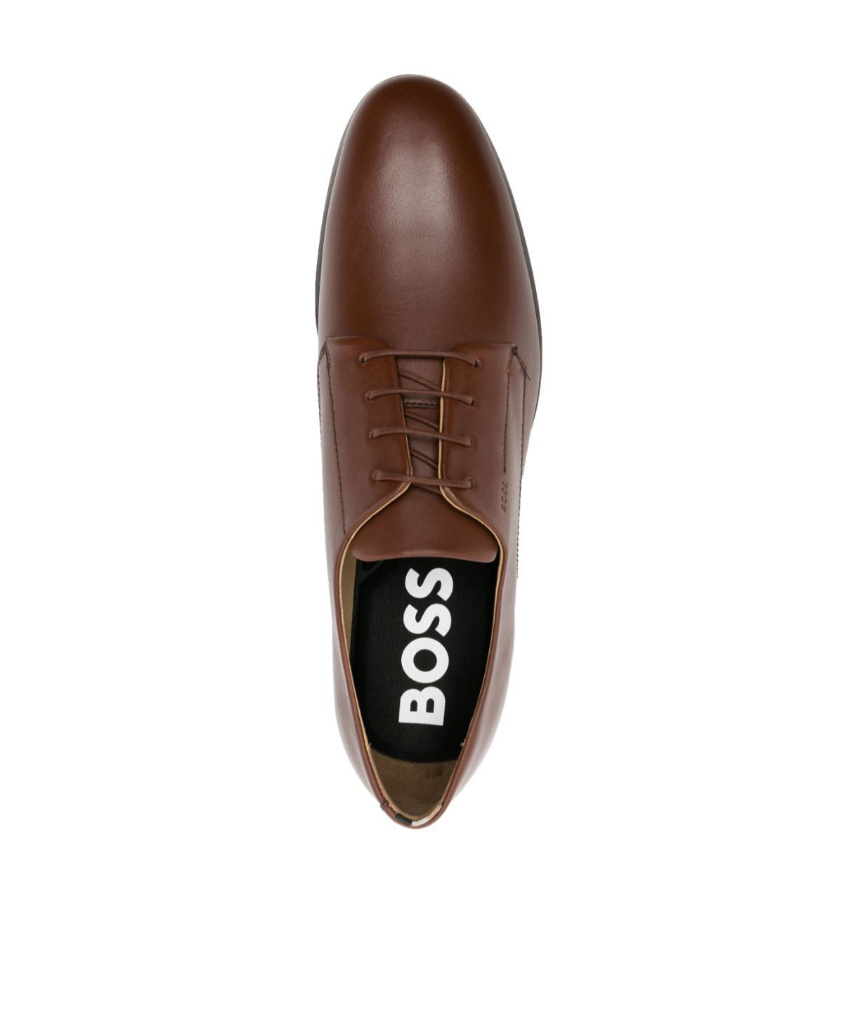 Hugo Boss 30mm Leather Derby Shoes In Brown