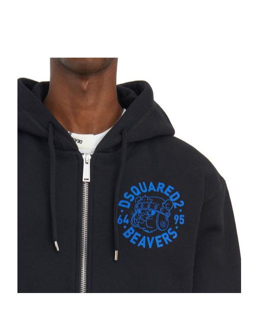 Dsquared2 Sweatshirt With Hoodie And Zip In Black