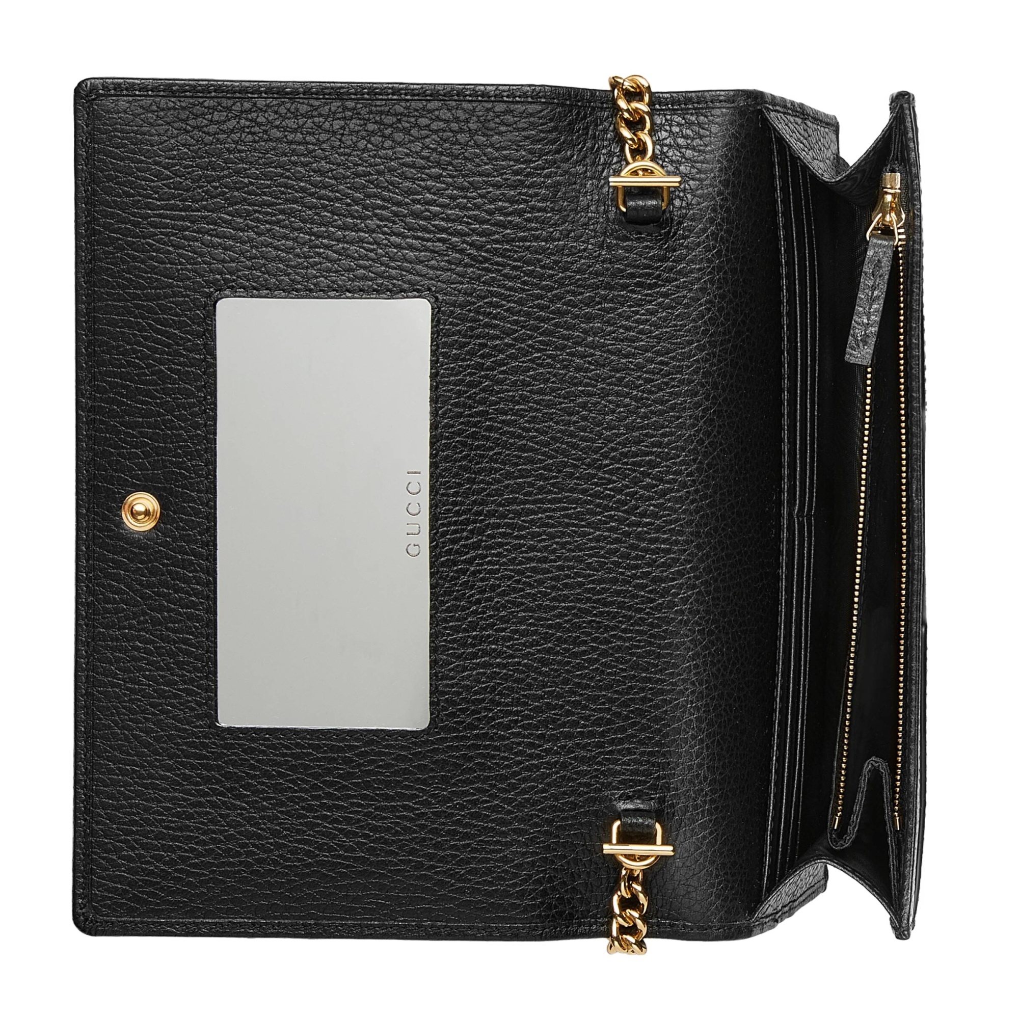 Gucci Gg Marmont Leather Mini Chain Wallet In Black