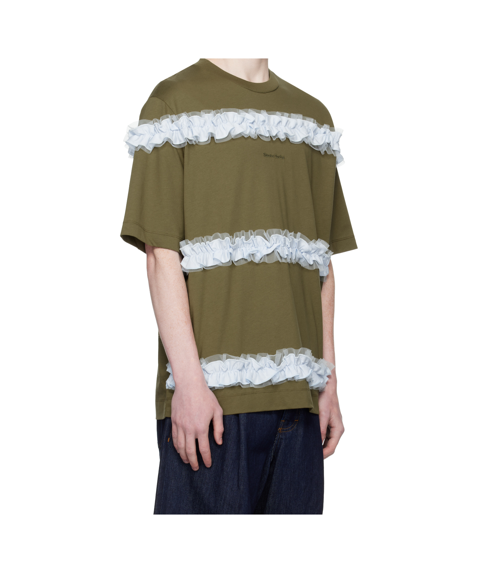 Simone Rocha Ruffle-embellished Cotton T-shirt In Green