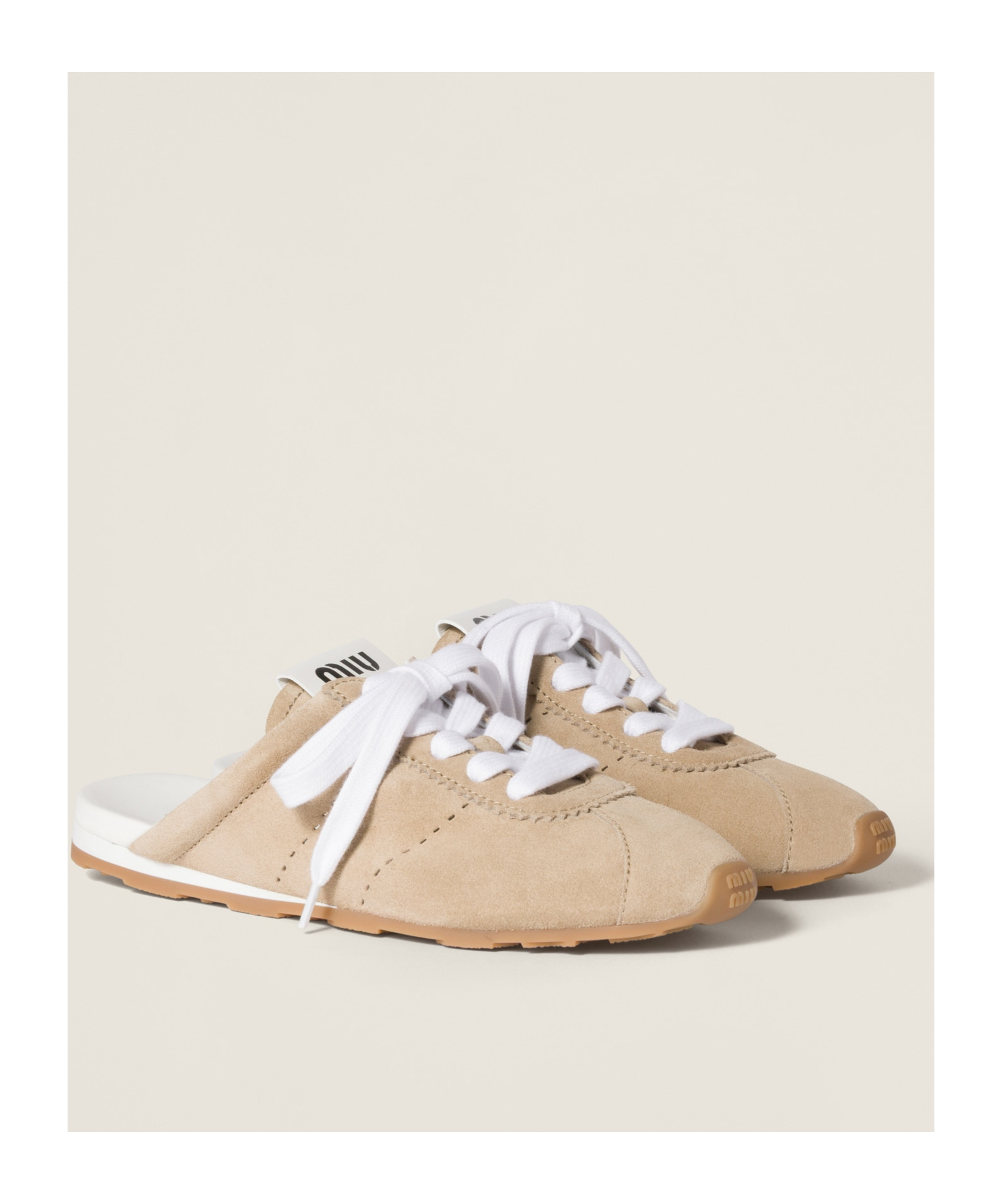 Shop Miu Miu Plume Suede Mules