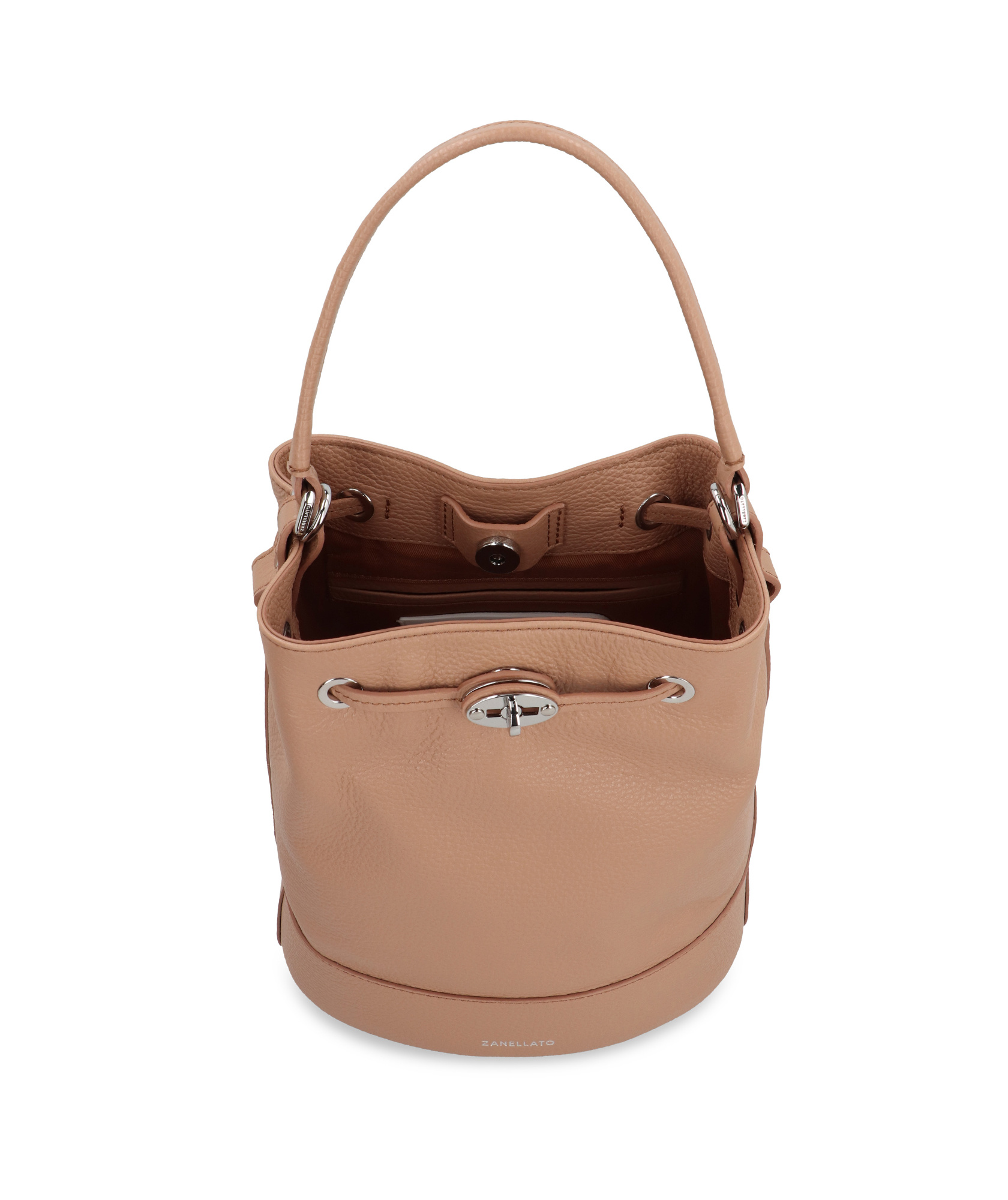 Zanellato Monda S Leather Bucket Bag In Nude