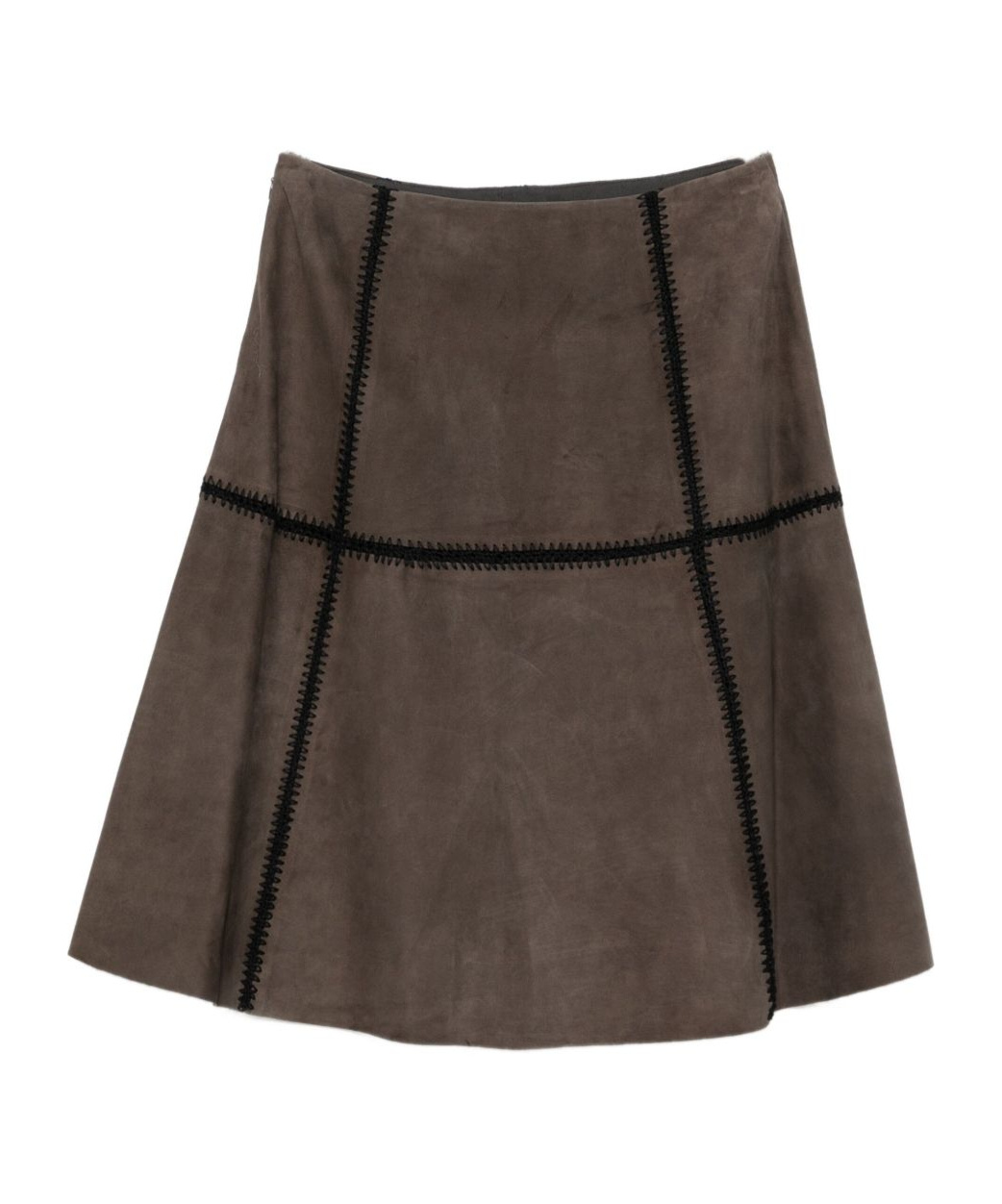 Blugirl Suede Panelled Skirt In Brown