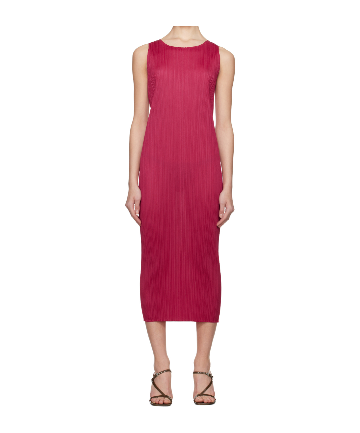 Issey Miyake Pink June New Colorful Basics 4 Maxi Dress In Red
