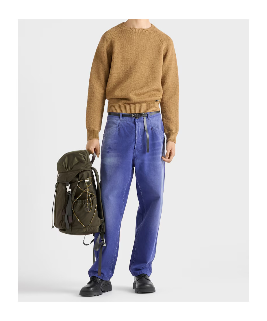 Prada Wool Crew-neck Sweater In Brown