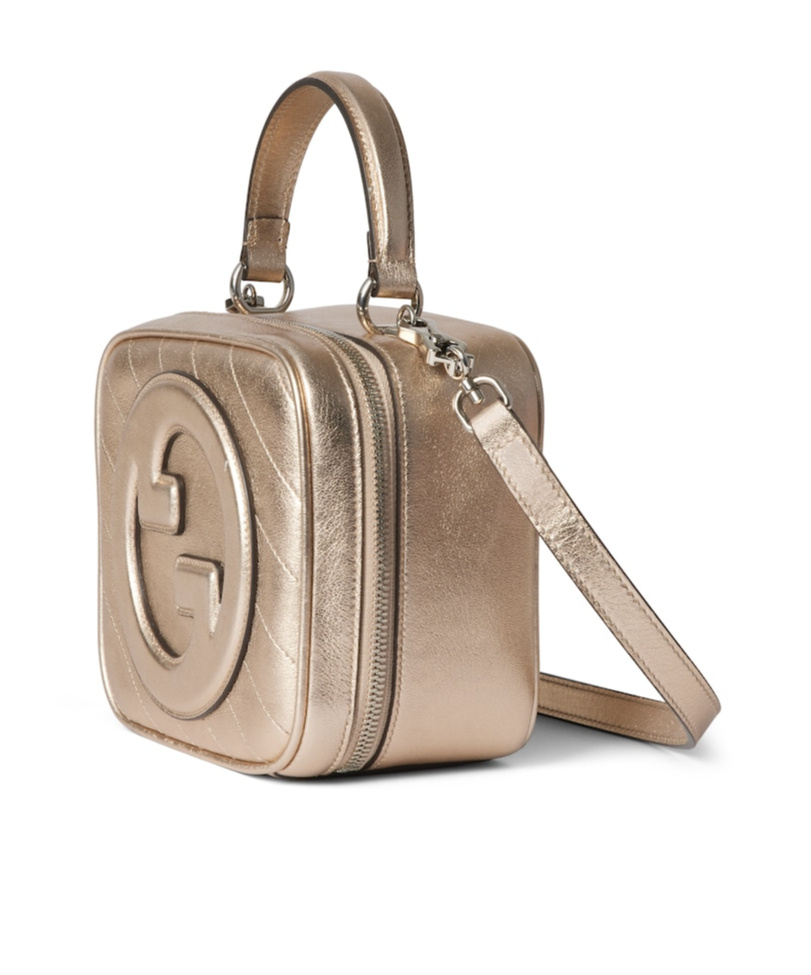 Gucci Metallic Leather Clutch Bag With Detachable Strap In Nude