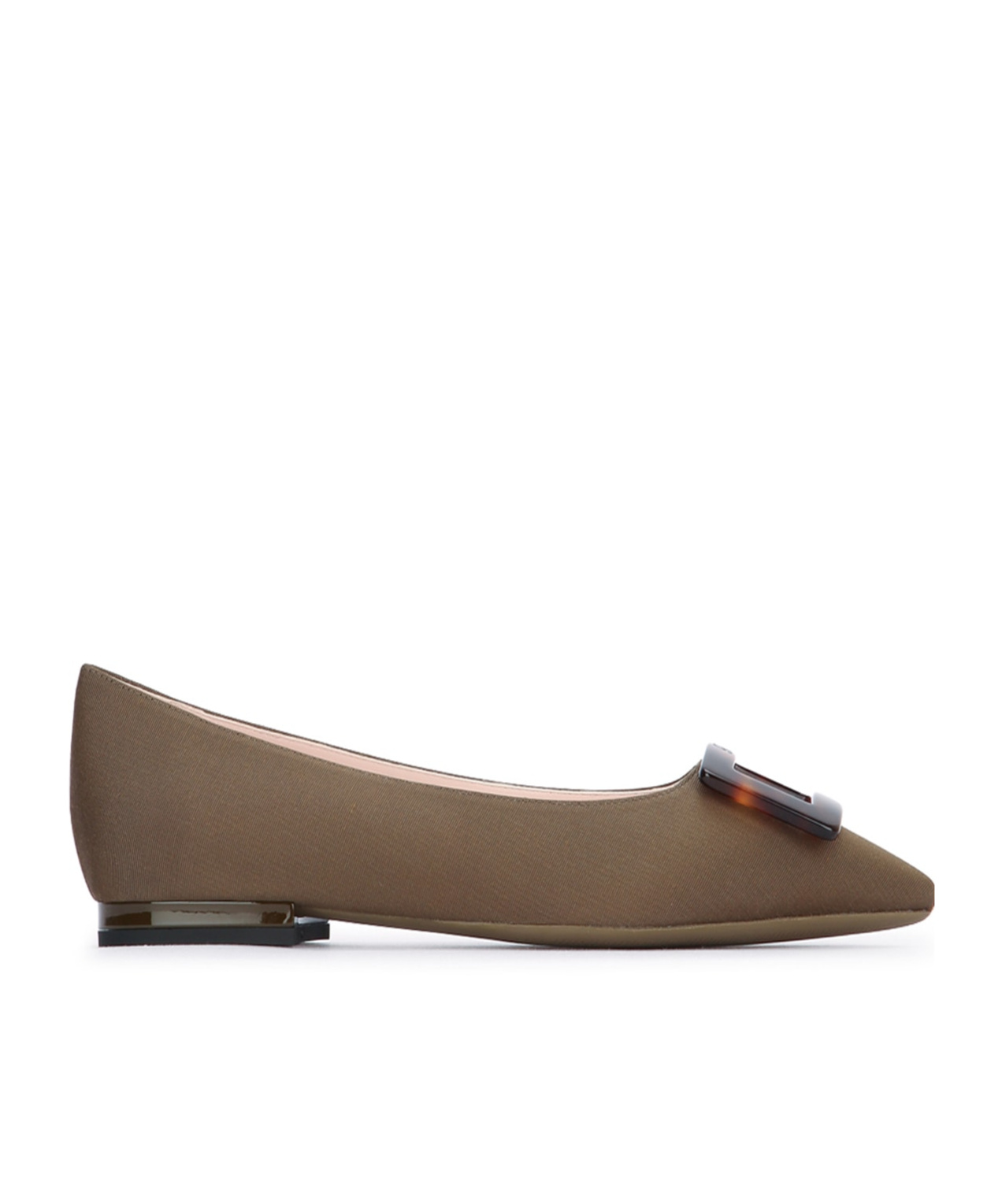 Roger Vivier Turtle Ballerina Buckle Toe Square In Brown