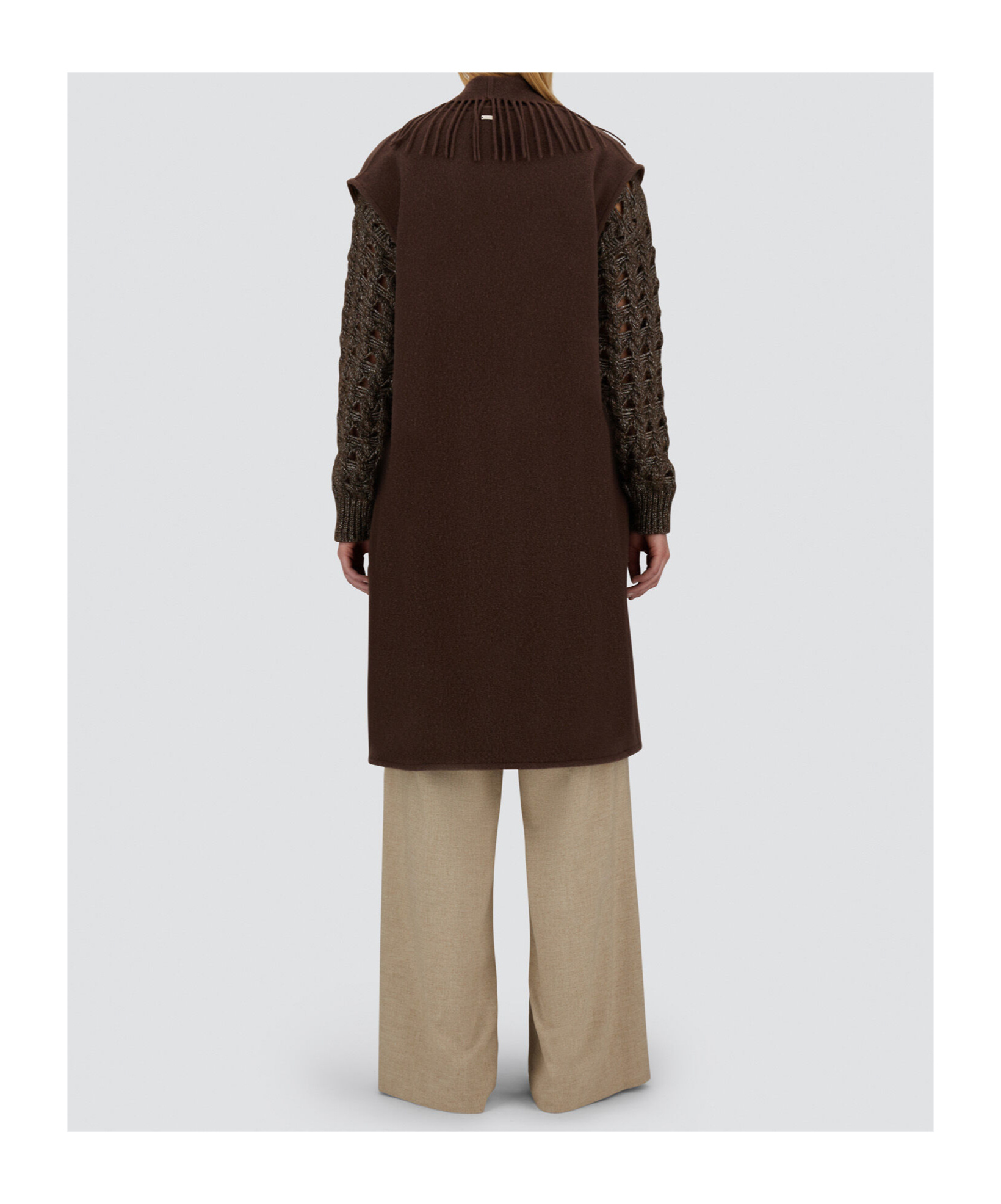 Herno Fringe Vest Casual Jacket In Brown