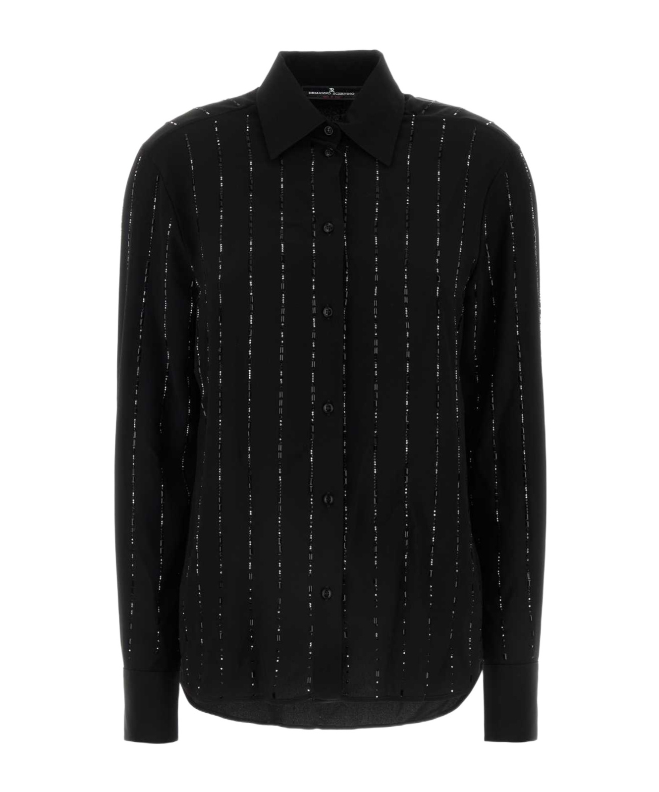 Ermanno Scervino Pinstriped Shirt In Black