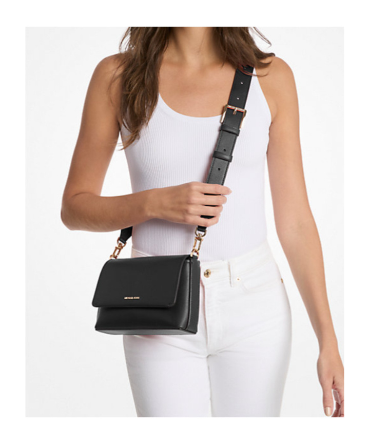 Michael Kors Belted Flap Bag In Black