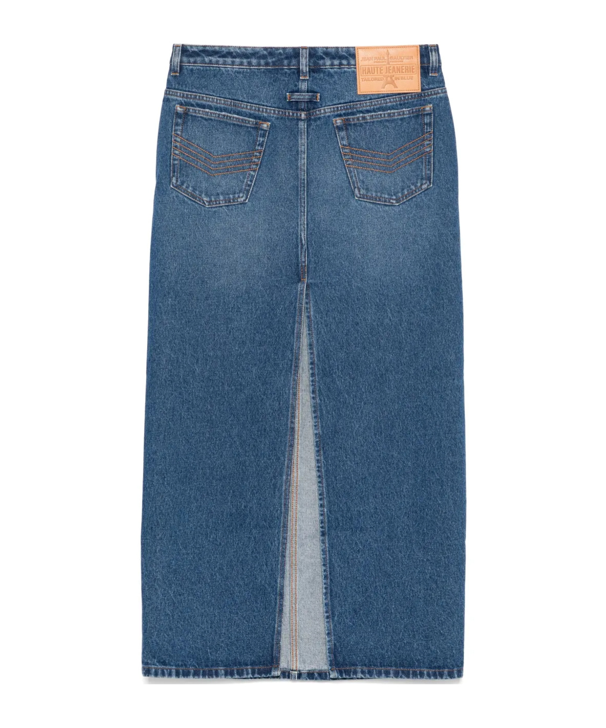 Jean Paul Gaultier Asymmetric Denim Midi Skirt