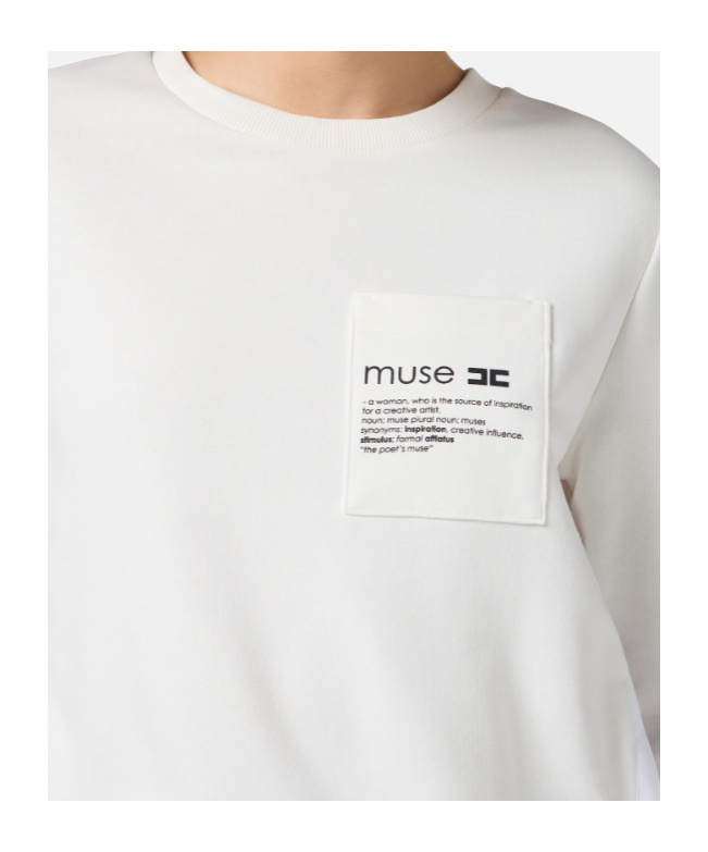 Elisabetta Franchi Fleece Top With Details In Poplin Fabric Clothing In White