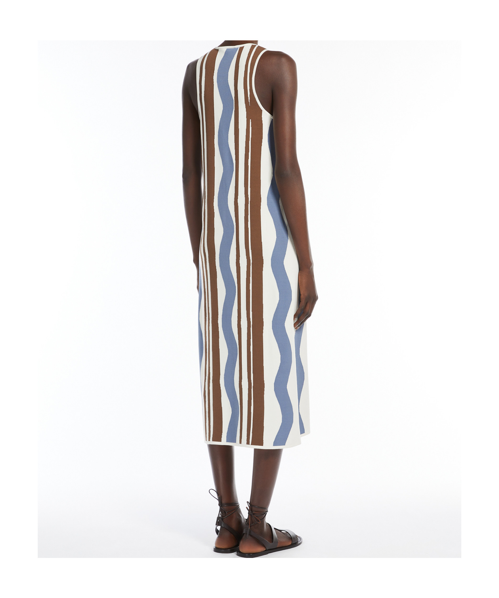 WEEKEND MAX MARA WEEKEND MAX MARA STRIPED CREWNECK SLEEVELESS DRESS