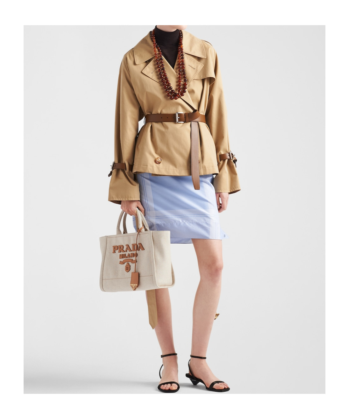 Prada Trench Coat Woman Honey In Nude