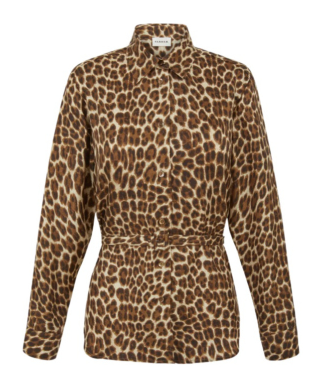 P.a.r.o.s.h Leopard-print Belted Shirt In Brown