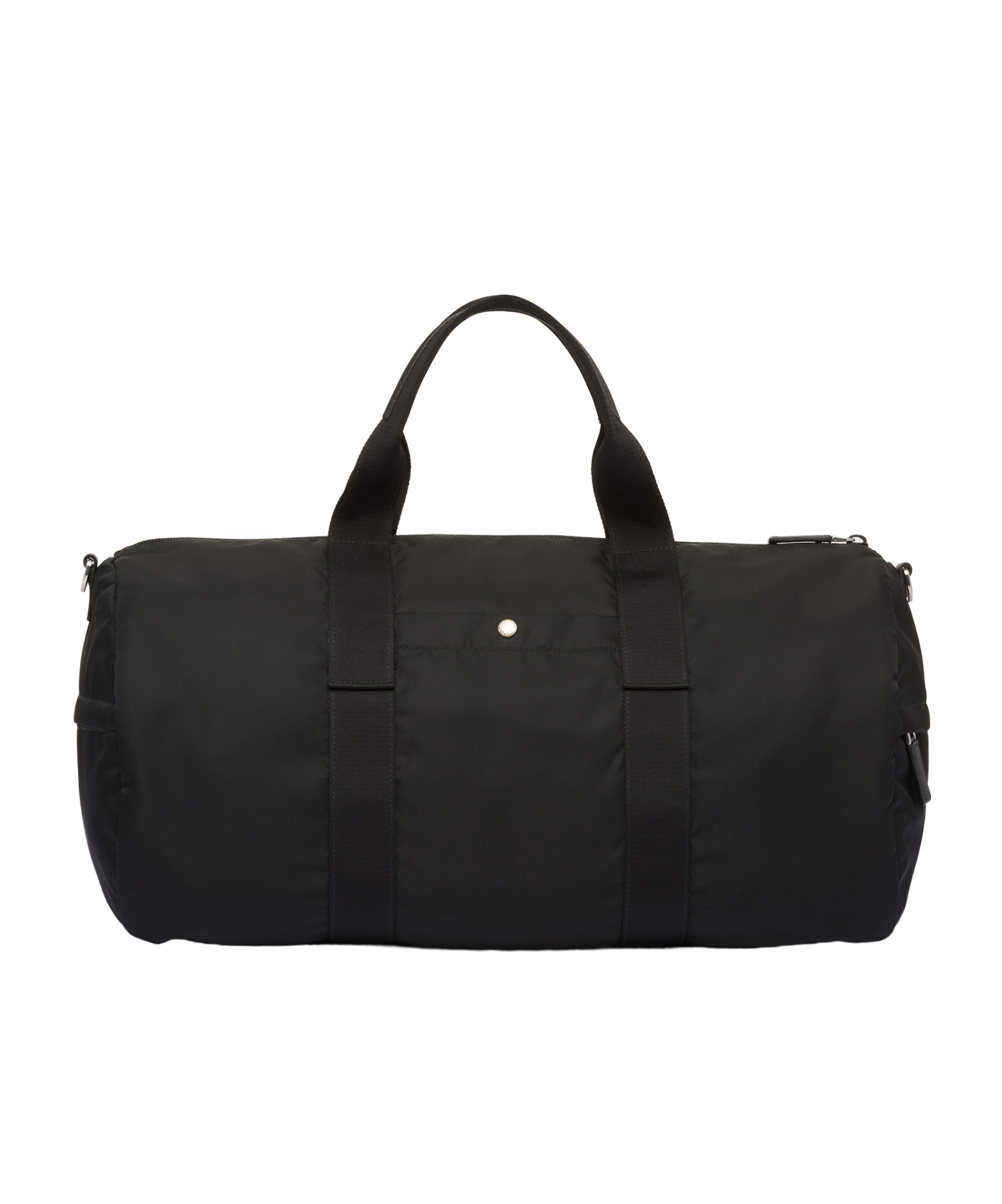 Prada Duffle Bag In Technical Nylon With Triangular Logo In Black