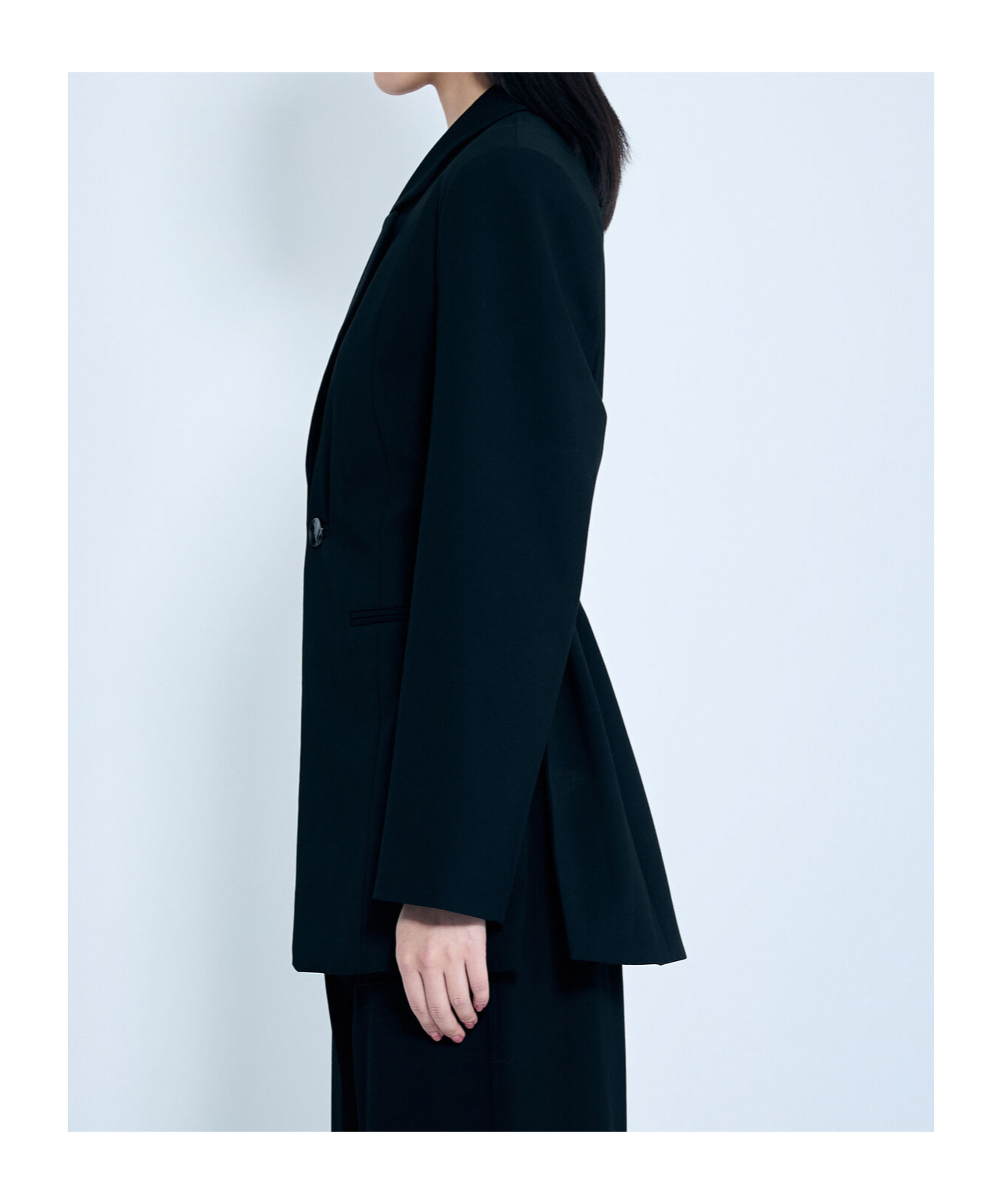 Ganni Black Solid Twill Suiting Blazer In Black
