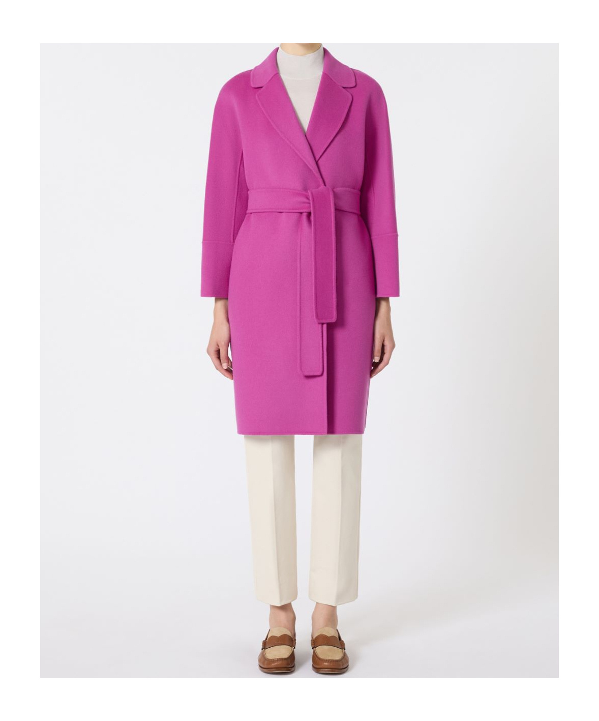 Max Mara Short Double-faced Wool Coat In Purple