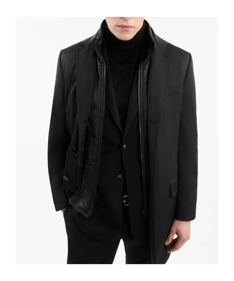 Fay Double-breasted Stand-up Collar Padded Coat In Black