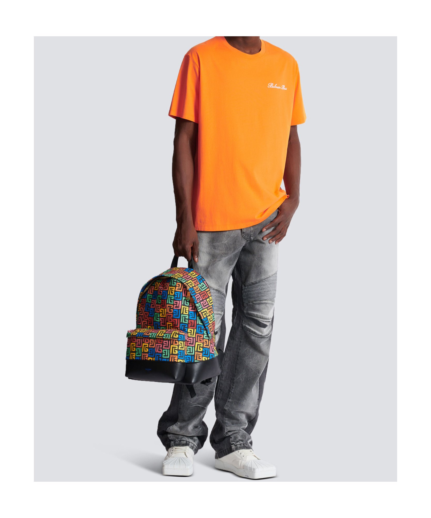 Balmain Embroidered Signature Logo T-shirt In Orange