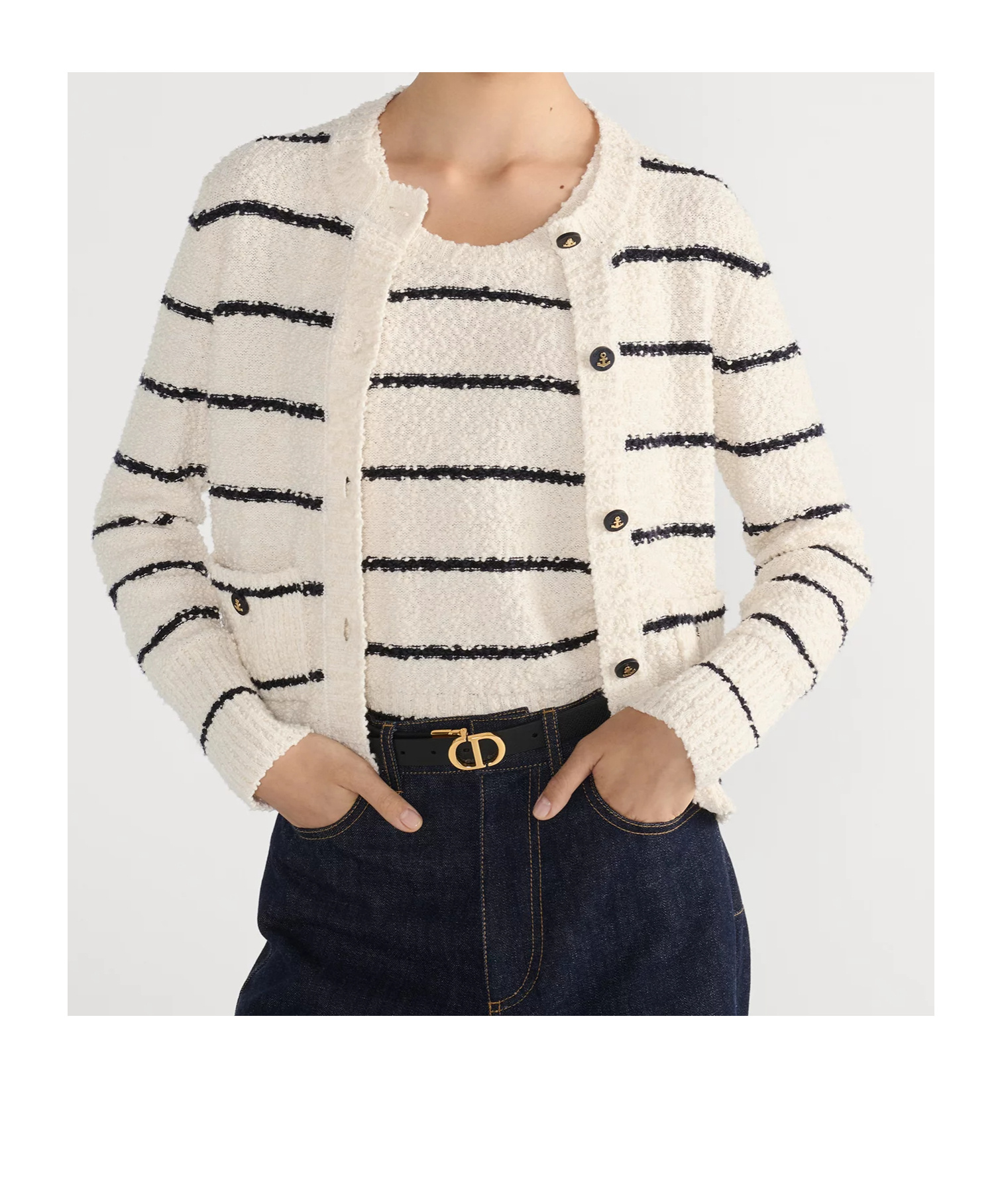 Dior Women Cd 30 Montaigne Leather Belt In Black