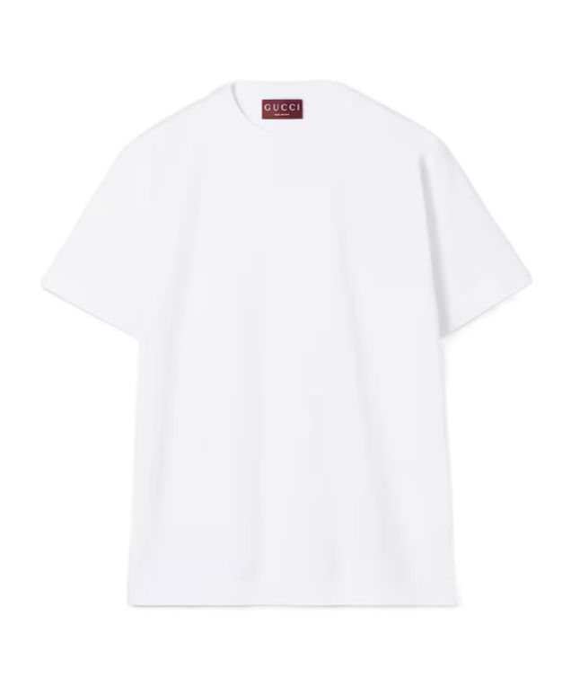 Gucci T-shirt Aus Baumwolljersey Mit Stickerei In White