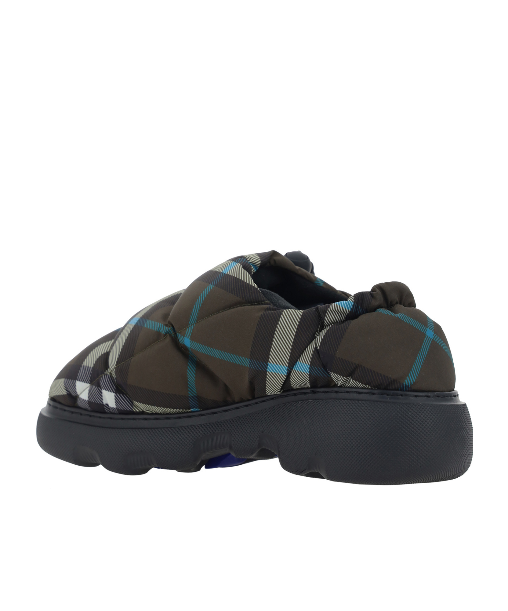 Burberry Brown Check Nylon Pillow Loafers In Green
